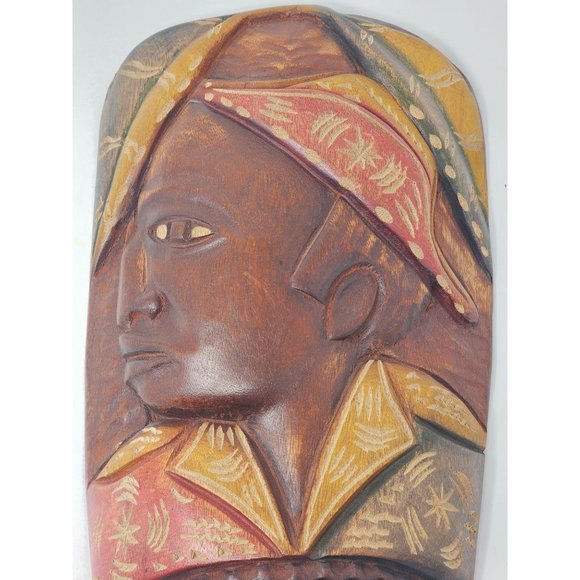 African Wooden Tribal Mask Hand Carved Wall‎ Hanging Art - Picture 6 of 7